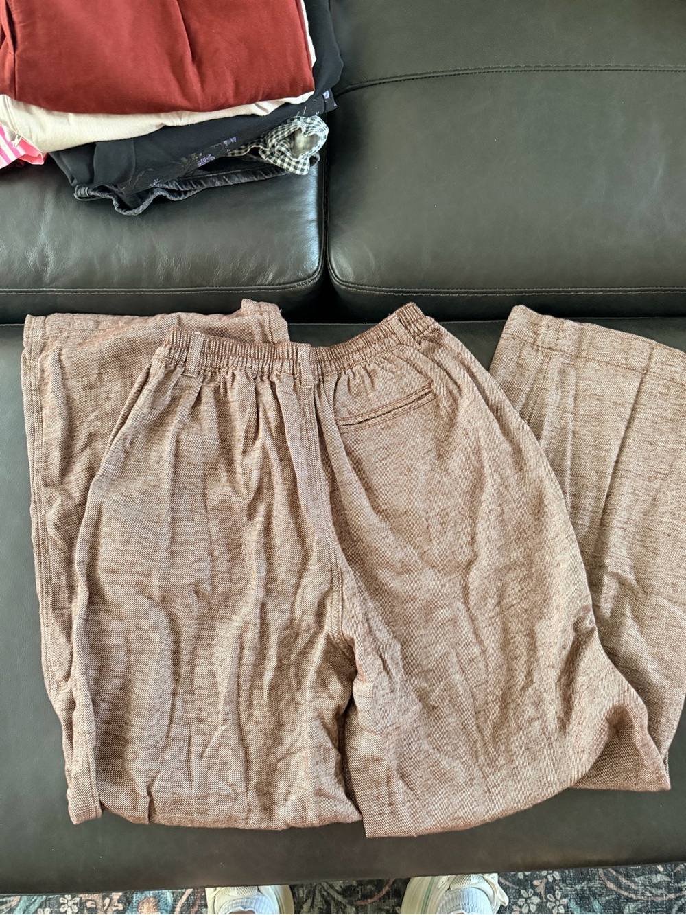 Aerie casual Elastic Waist Wide-Leg Pants - Tweed Brown - Picture 3 of 5